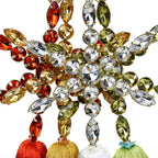 Set of Four Handmade Gold Green Red And White Acrylic Tassel Ornament s