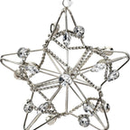 Set of Four Gold And Silver Handmade Faux Crystal And Metal Hanging Star Ornaments