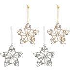 Set of Four Gold And Silver Handmade Faux Crystal And Metal Hanging Star Ornaments