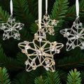 Set of Four Gold And Silver Handmade Faux Crystal And Metal Hanging Star Ornaments