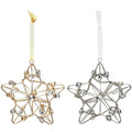 Set of Four Gold And Silver Handmade Faux Crystal And Metal Hanging Star Ornaments