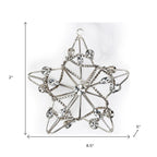 Set of Four Gold And Silver Handmade Faux Crystal And Metal Hanging Star Ornaments