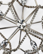 Set of Four Gold And Silver Handmade Faux Crystal And Metal Hanging Star Ornaments