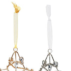 Set of Four Gold And Silver Handmade Faux Crystal And Metal Hanging Star Ornaments