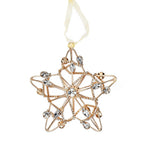 Set of Four Gold And Silver Handmade Faux Crystal And Metal Hanging Star Ornaments