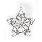 Set of Four Gold And Silver Handmade Faux Crystal And Metal Hanging Star Ornaments