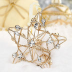 Set of Four Gold And Silver Handmade Faux Crystal And Metal Hanging Star Ornaments