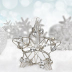 Set of Four Gold And Silver Handmade Faux Crystal And Metal Hanging Star Ornaments