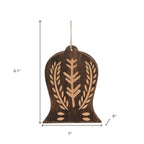 Set of Four Brown Handmade Wood Bell Shaped Ornaments