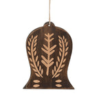 Set of Four Brown Handmade Wood Bell Shaped Ornaments