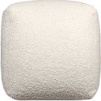 18" Beige Polyester Cube Outdoor Pouf Ottoman