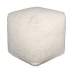 18" Beige Polyester Cube Outdoor Pouf Ottoman