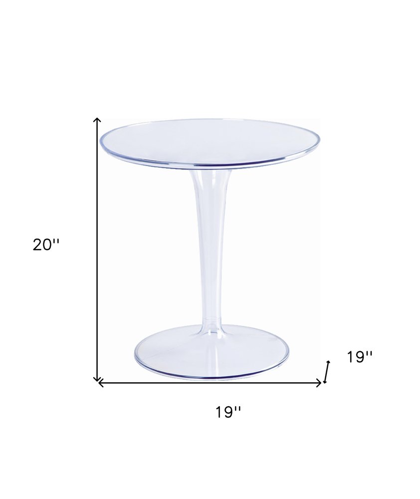 20" Clear Heavy Duty Plastic Indoor Outdoor Round Pedestal End Table