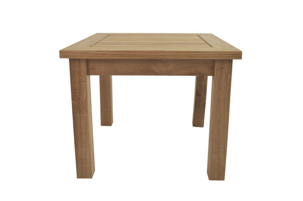 20" Natural Square Solid Wood Outdoor Side Table