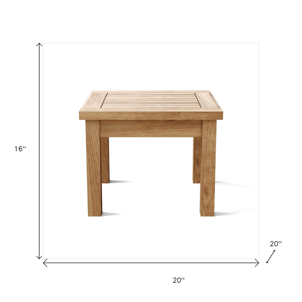 20" Natural Square Solid Wood Outdoor Side Table