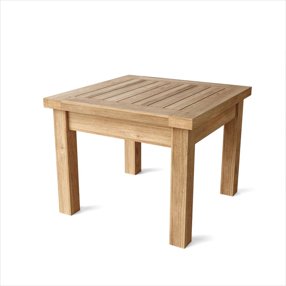 20" Natural Square Solid Wood Outdoor Side Table