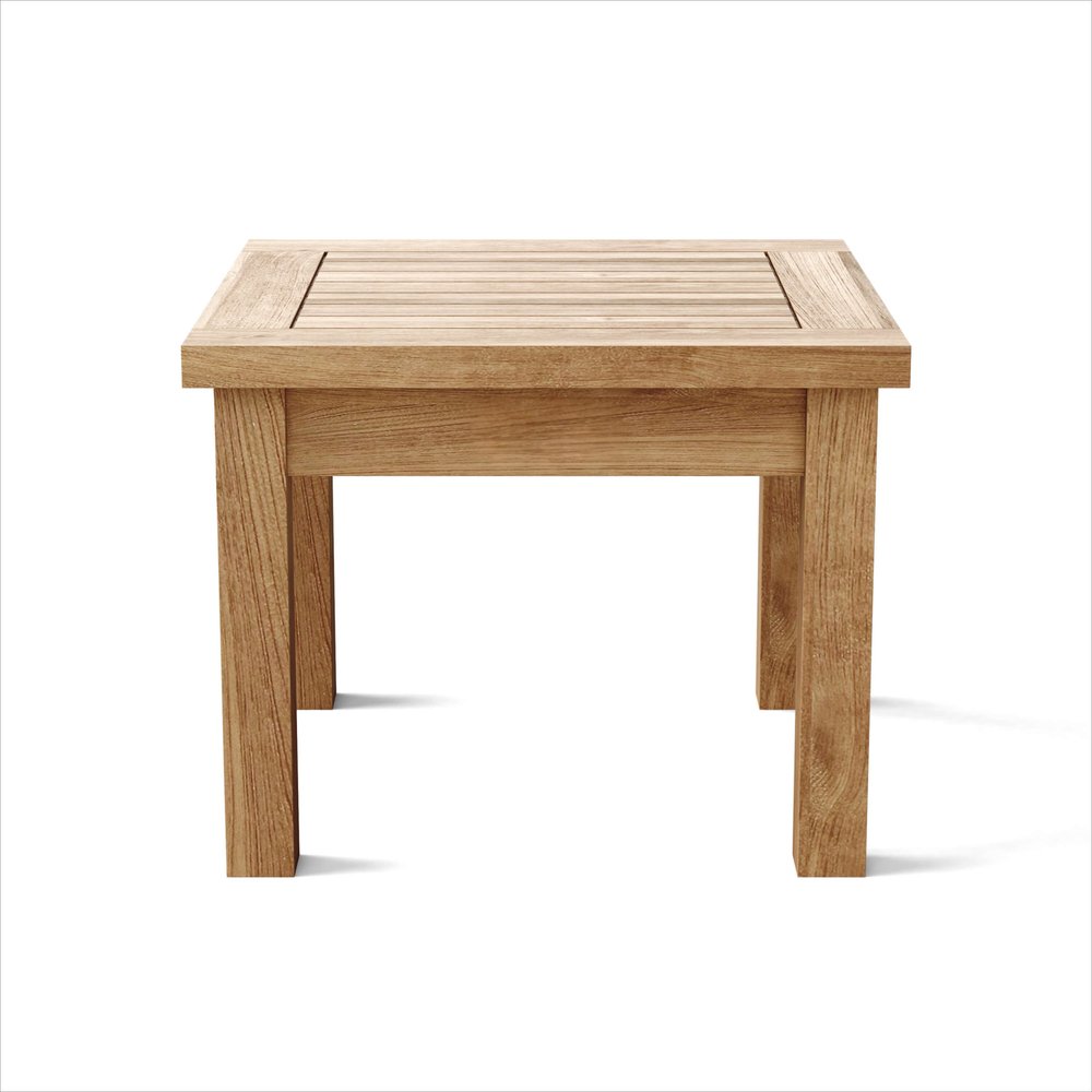 20" Natural Square Solid Wood Outdoor Side Table