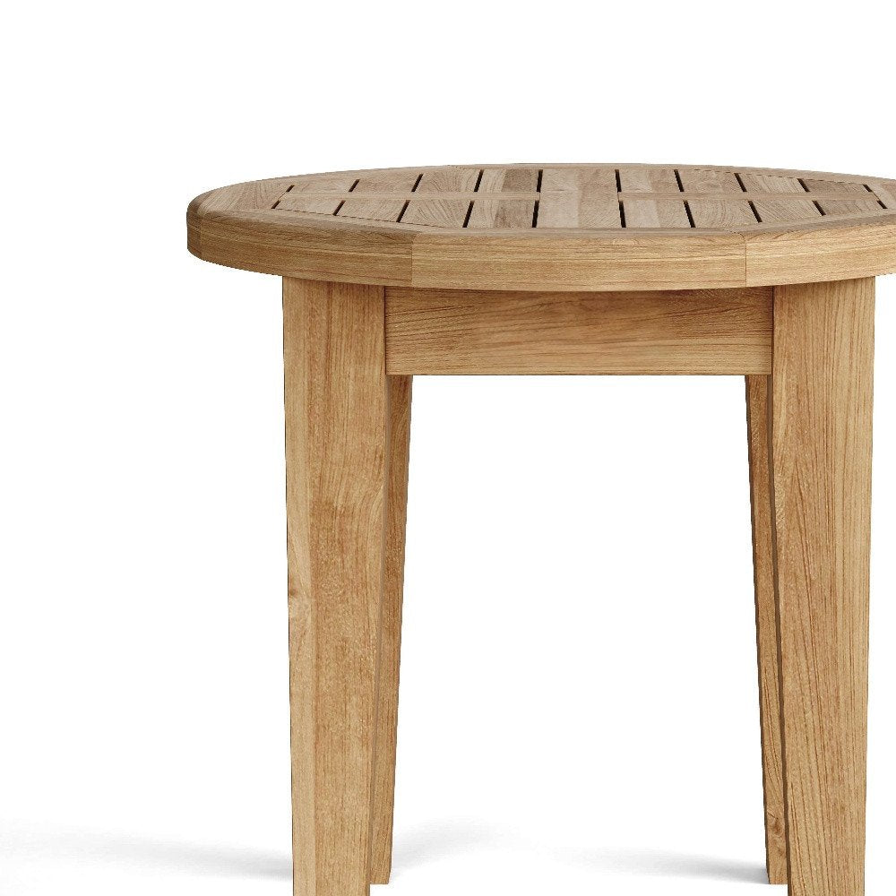 20" Natural Rounded Solid Wood Outdoor Side Table