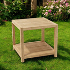 22" Natural Square Solid Wood Outdoor Side Table