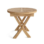 20" Natural Rounded Solid Wood Folding Outdoor Side Table