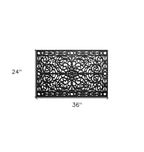 24" X 36" Black Rubber Scrollwork Outdoor Door Mat