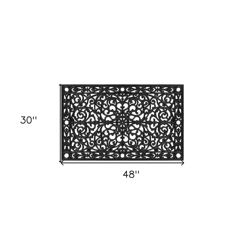 24" X 36" Black Rubber Scrollwork Outdoor Door Mat