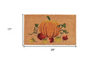 17" X 29" Natural And Orange Pumpkin Outdoor Coir Door Mat