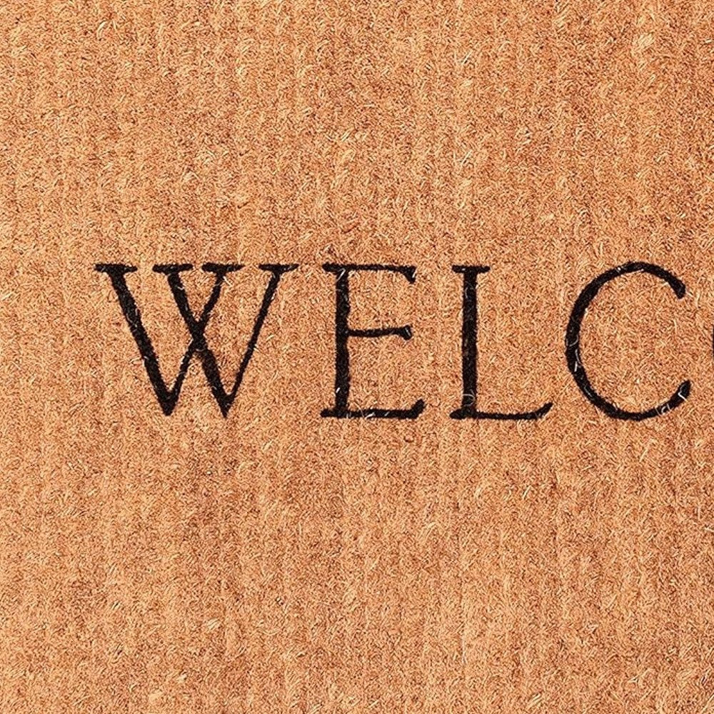 18" X 30" Natural And Black Coir Welcome Outdoor Door Mat