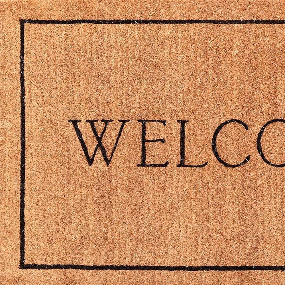 18" X 30" Natural And Black Coir Welcome Outdoor Door Mat