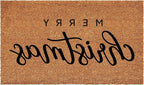 17" X 29" Natural and Black Coir Merry Christmas Outdoor Christmas Door Mat