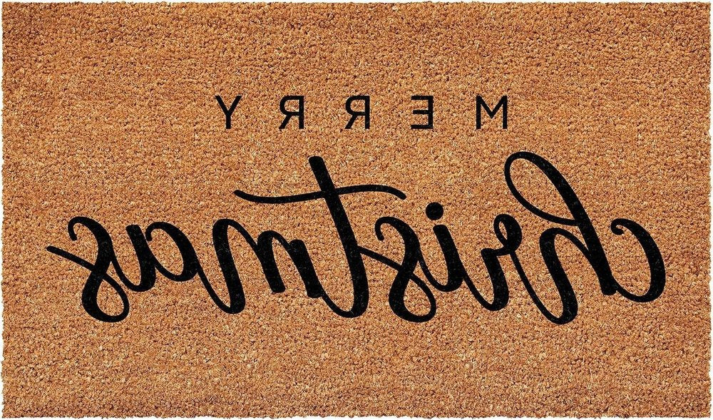17" X 29" Natural and Black Coir Merry Christmas Outdoor Christmas Door Mat