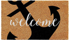 24" X 36" Natural and Black Coir Anchor Welcome Outdoor Door Mat