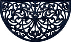 18" X 30" Black Rubber Scrollwork Welcome Outdoor Semi Circle Door Mat