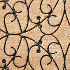 24" X 36" Natural and Black Coir Botanical Leaves Outdoor Door Mat