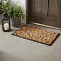 24" X 36" Natural and Black Coir Botanical Leaves Outdoor Door Mat