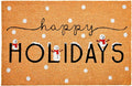 17" X 29" Natural Black and White Coir Happy Holidays Outdoor Christmas Door Mat