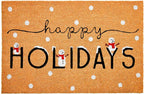 24" X 36" Natural Black and White Coir Happy Holidays Outdoor Christmas Door Mat