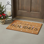 17" X 29" Natural Black and White Coir Happy Holidays Outdoor Christmas Door Mat