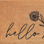 24" X 36" Natural and Black Coir Floral Hello Outdoor Door Mat