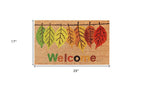 17" X 29" Natural Green And Orange Botanical Leaves Welcome Outdoor Coir Door Mat