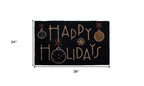 24" X 36" Black and Natural Coir Happy Holidays Outdoor Christmas Door Mat
