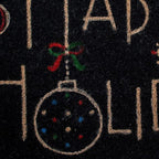 24" X 36" Black and Natural Coir Happy Holidays Outdoor Christmas Door Mat