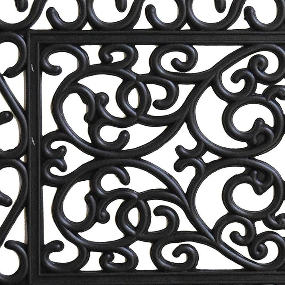 18" X 30" Black Rubber Scrollwork Outdoor Door Mat