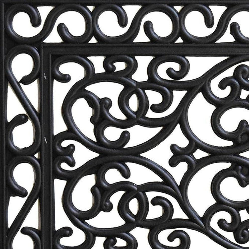 18" X 30" Black Rubber Scrollwork Outdoor Door Mat