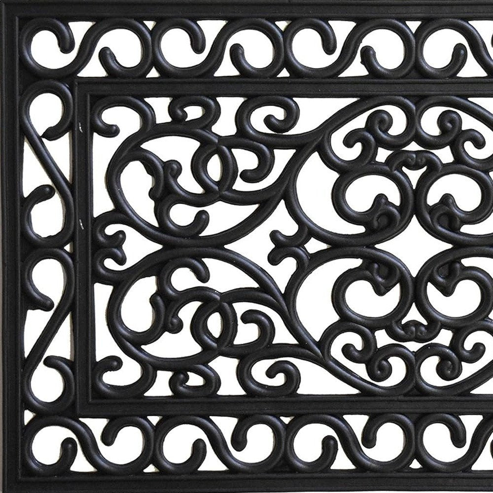 18" X 30" Black Rubber Scrollwork Outdoor Door Mat