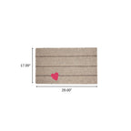 17" X 29" Gray and Pink Coir Heart and Stripe Outdoor Door Mat