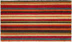 17" X 29" Red Orange and Natural Coir Striped Outdoor Door Mat