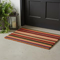 17" X 29" Red Orange and Natural Coir Striped Outdoor Door Mat