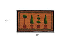 17" X 29" Natural and Green Coir Topiary Outdoor Door Mat