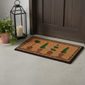 17" X 29" Natural and Green Coir Topiary Outdoor Door Mat